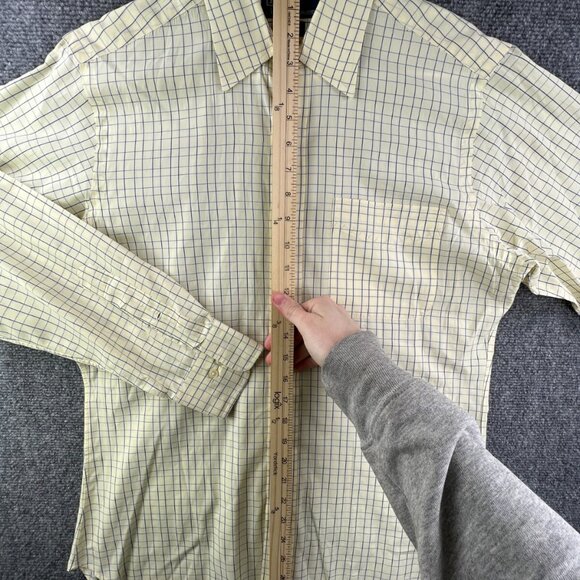 Polo Ralph Lauren Button Up Shirt Men Long Sleeve Yellow Blue 14.5 32/33 Andrew - Picture 3 of 15